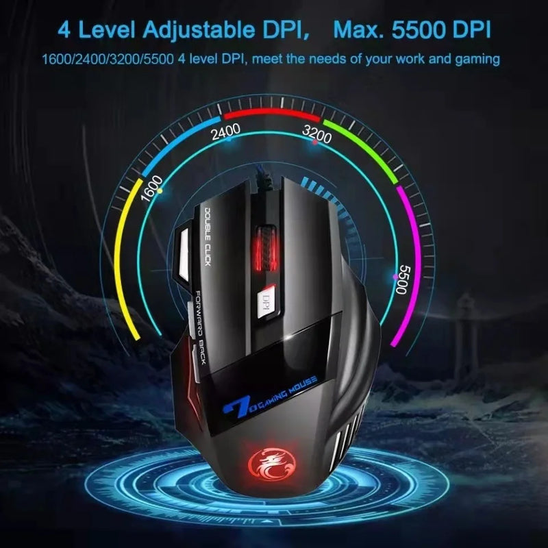 Mouse Gamer para Computador 3200dpi com LED laser X7 USB