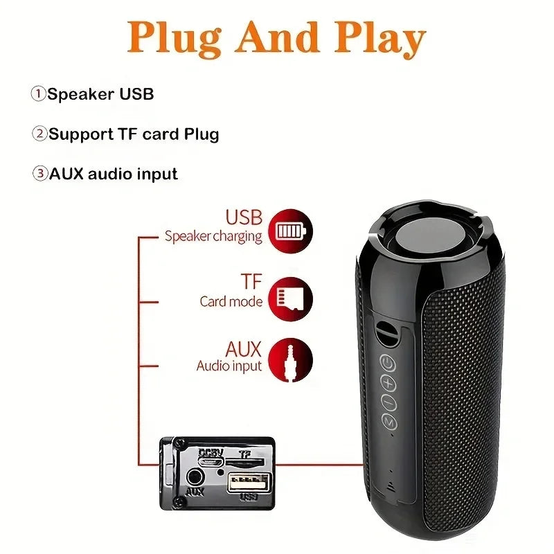 TG117 Portable Bluetooth Speaker Outdoor Wireless Woofer Free Call /FM/TF Card/USB Flash Drive Connect Mobile Phone/Tablet/TV