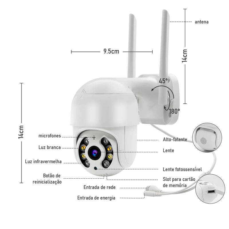 Câmera de Vigilância Full HD 1080P Wifi