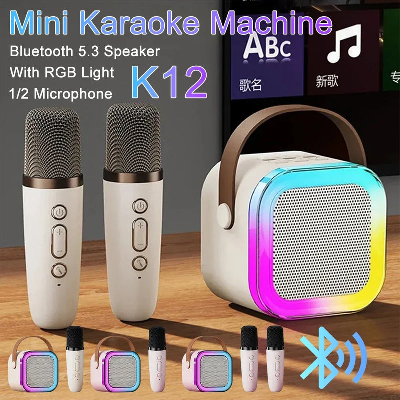 K12 Máquina de Karaoke Bluetooth com 1-2 microfones